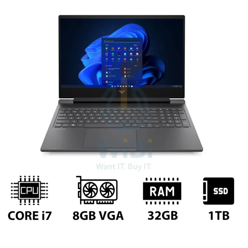 HP Victus - 16.1" FHD / RTX 4060 8GB VGA / i7 / 32GB / 1TB (NVMe M.2 SSD) / Mica Silver