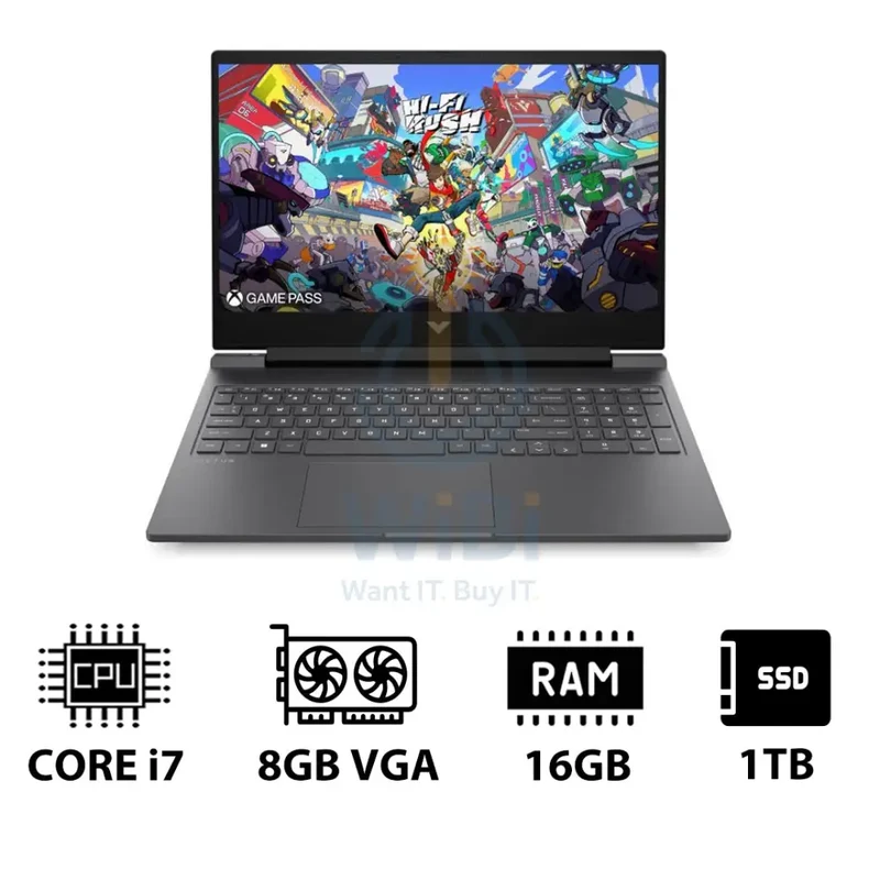 HP Victus - 16.1" FHD / RTX 4060 8GB VGA / i7 / 16GB / 1TB (NVMe M.2 SSD) / Mica Silver
