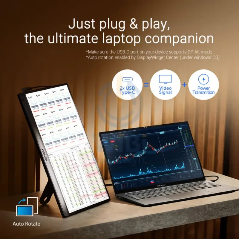 ASUS MB169CK ZenScreen Portable USB Monitor - 15.6" FHD / 5ms / 60Hz / USB-C / Mini HDMI / 1YW - Portable Monitor