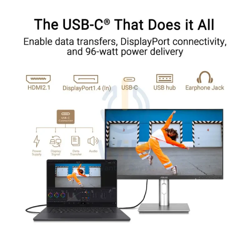 ASUS PA27JCV ProArt Display - 27" 5K / 5ms / 60Hz / USB 3.2 Gen 1 Type-A / USB 3.2 Gen 1 Type-C / USB-C / DP 1.4 / HDMI2.1 / Speaker / 3YW - Professional Monitor