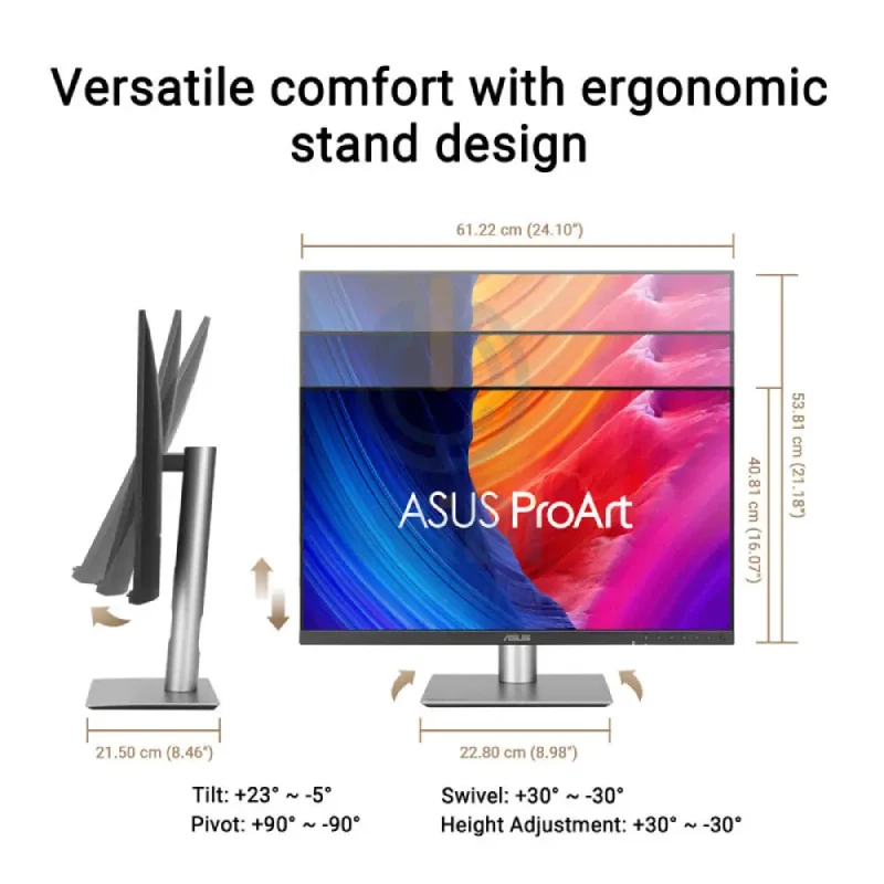 ASUS PA27JCV ProArt Display - 27" 5K / 5ms / 60Hz / USB 3.2 Gen 1 Type-A / USB 3.2 Gen 1 Type-C / USB-C / DP 1.4 / HDMI2.1 / Speaker / 3YW - Professional Monitor