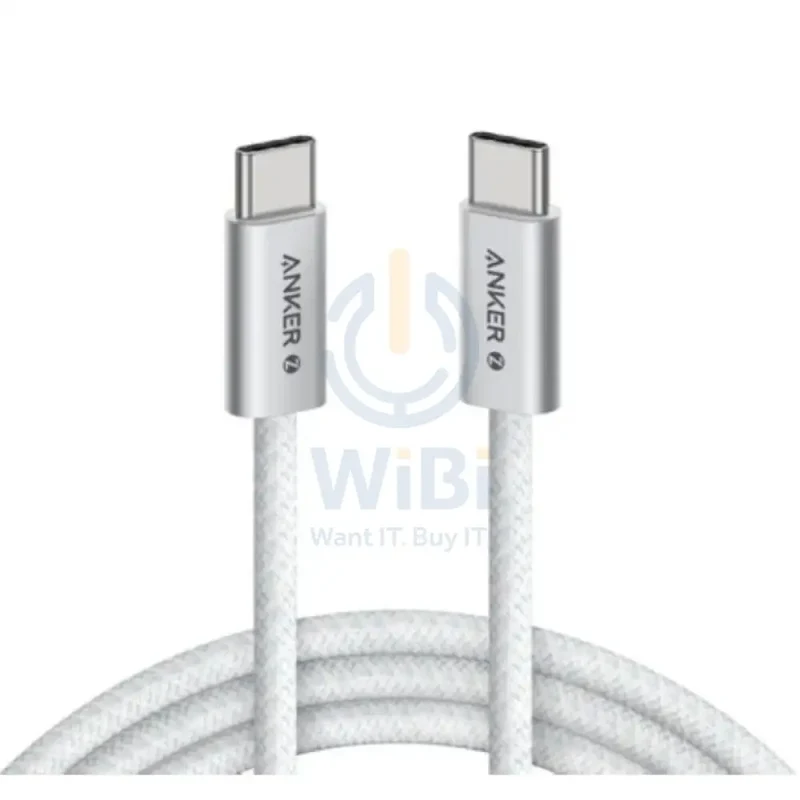 كابل مضفر أنكر زولو من USB-C إلى USB-C - 240 واط / 0.9 متر / أبيض