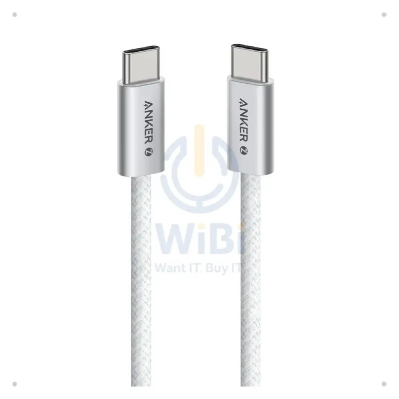 كابل مضفر أنكر زولو من USB-C إلى USB-C - 240 واط / 0.9 متر / أبيض