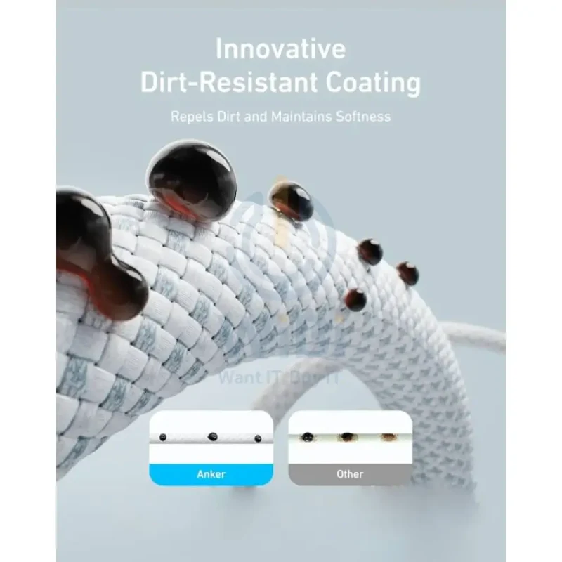 كابل مضفر أنكر زولو من USB-C إلى USB-C - 240 واط / 0.9 متر / أبيض