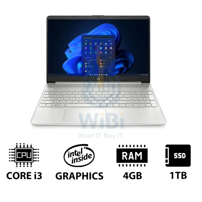 HP 15S-FQ5210NE - 15.6" FHD / i3 / 4GB / 1TB (NVMe M.2 SSD) / Win 11 Pro / 1YW / Natural silver - Laptop