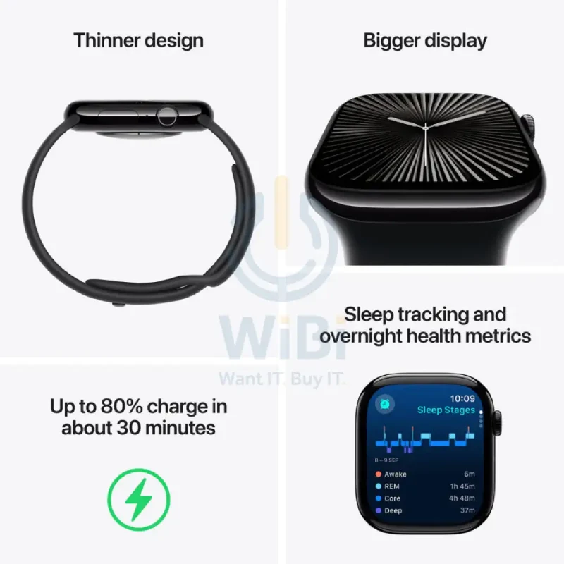 Apple Watch Series 10 with Sport Band - LTPO OLED / 64GB / 46mm / Medium/Large / Bluetooth / Wi-Fi / Cellular / Starlight