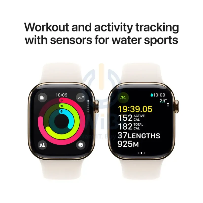 Apple Watch Series 10 with Sport Band - LTPO OLED / 64GB / 46mm / Medium/Large / Bluetooth / Wi-Fi / Cellular / Starlight