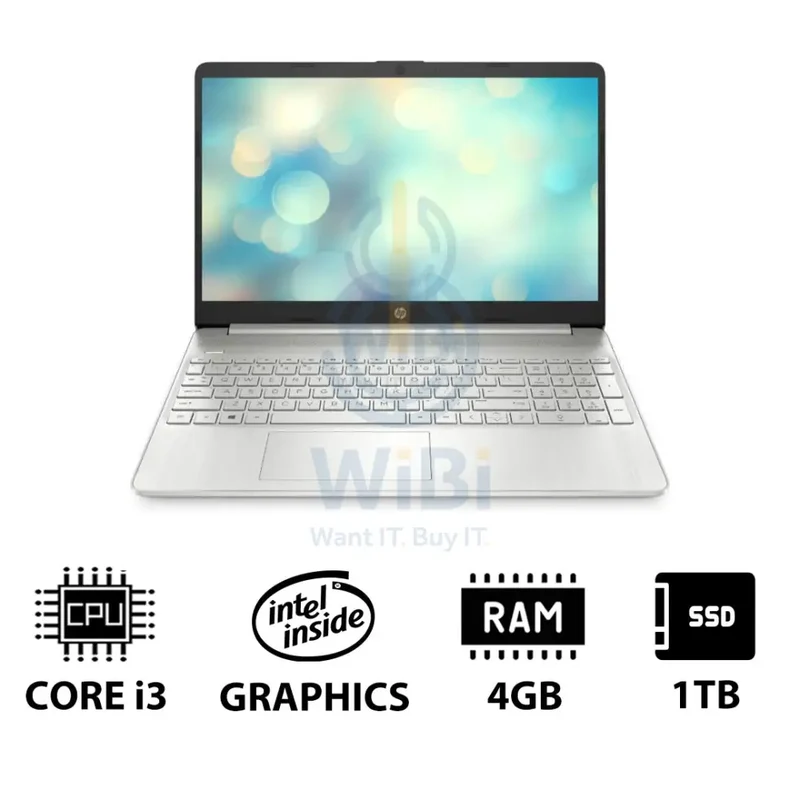 HP 15S-FQ5210NE - 15.6" FHD / i3 / 4GB / 1TB (NVMe M.2 SSD) / DOS (Without OS) / 1YW / Natural silver - Laptop
