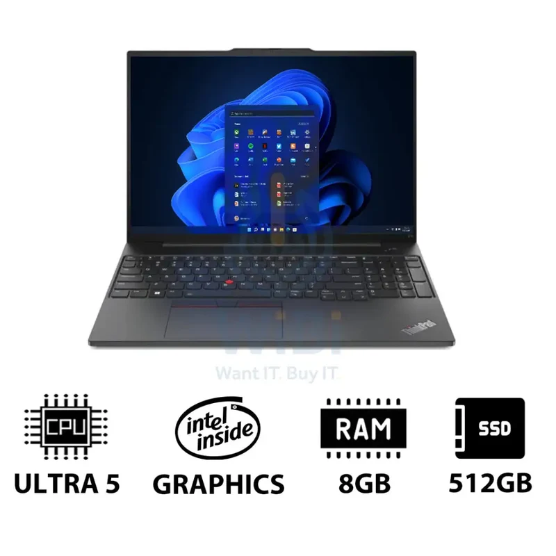 Lenovo ThinkPad E16 Gen 2 - 16.0" WUXGA / Ultra 5 125U / 8GB / 512GB (NVMe M.2 SSD) / Win 11 Pro / 1YW / Arabic/English With Lenovo 15.6" Casual Toploader