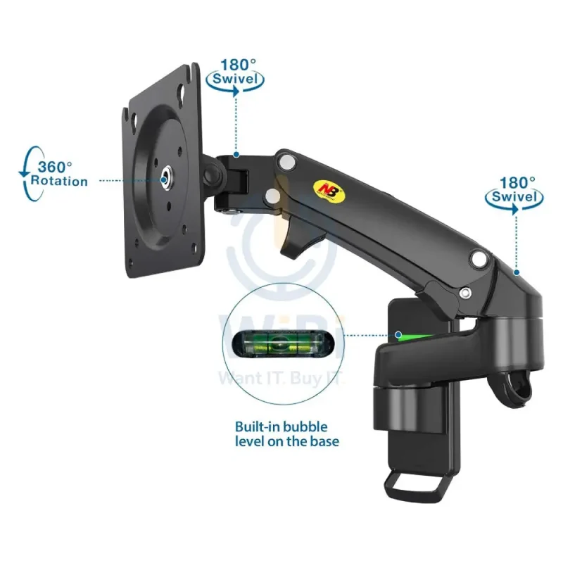 NORTH BAYOU F150 Gas-Strut Monitor Wall Mount - 17″- 35″ screens
