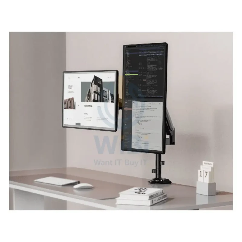 NORTH BAYOU H180 Dual Monitor Swivel Desk Mount For 17″-27″ Screens