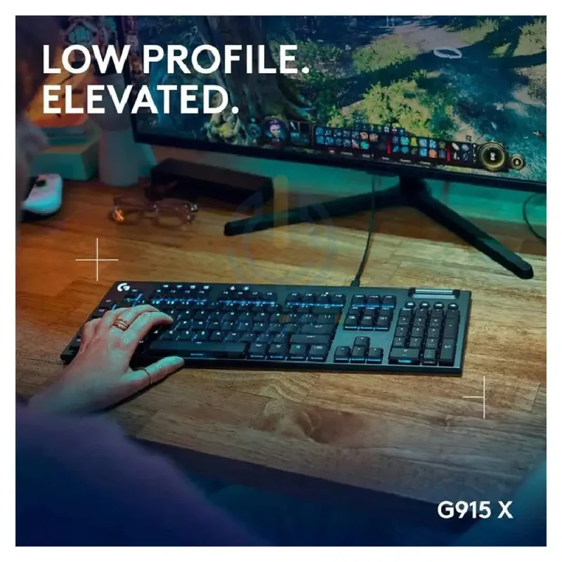 لوحة مفاتيح ألعاب ميكانيكية لوجيتك G915 X سلكية، RGB، لمسية