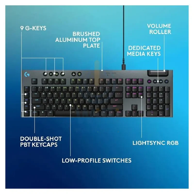 لوحة مفاتيح ألعاب ميكانيكية لوجيتك G915 X سلكية، RGB، لمسية