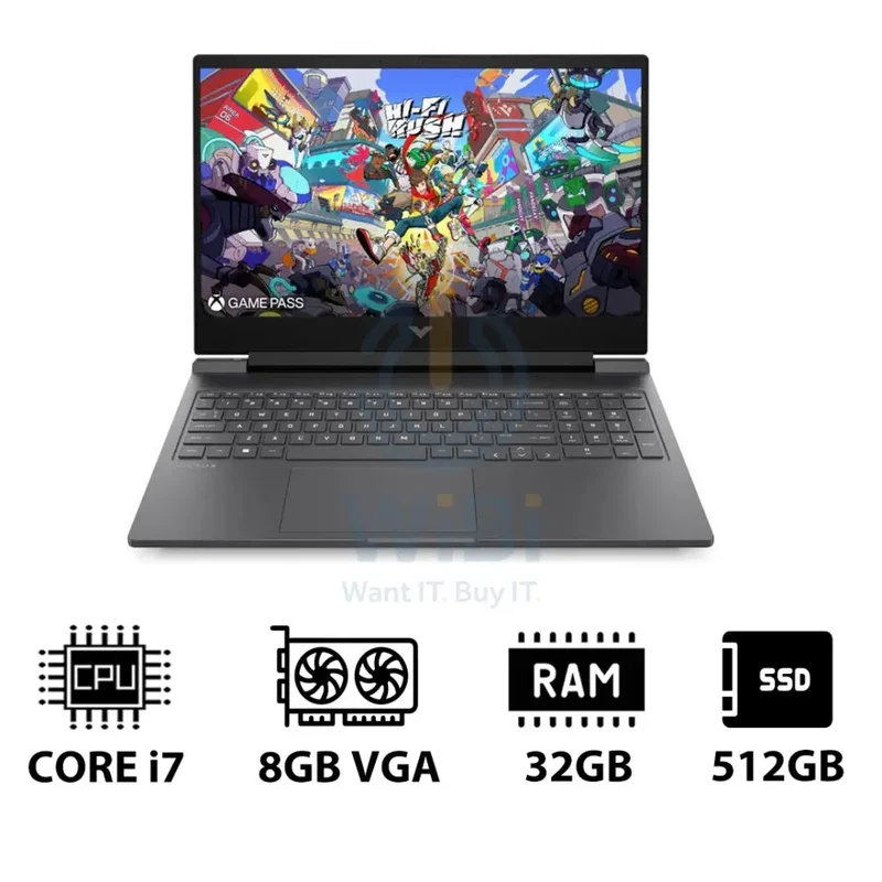 HP Victus - 16.1" FHD / RTX 4060 8GB VGA / i7 / 32GB / 512GB (NVMe M.2 SSD) / Mica Silver