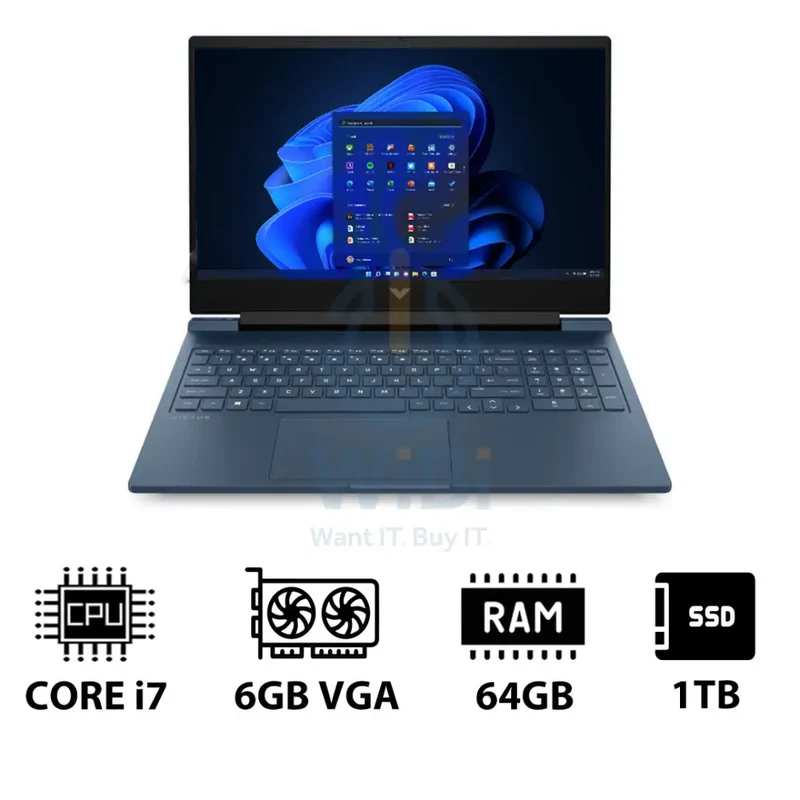 HP Victus - 16.1" FHD / RTX 4050 6GB VGA / i7 / 64GB / 1TB (NVMe M.2 SSD) / Performance Blue