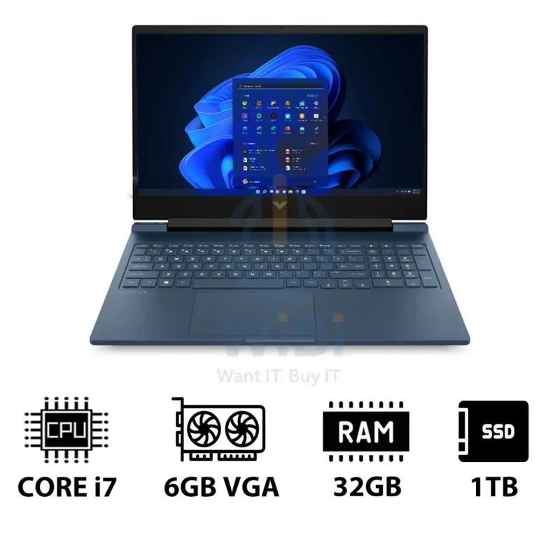 HP Victus - 16.1" FHD / RTX 4050 6GB VGA / i7 / 32GB / 1TB (NVMe M.2 SSD) / Performance Blue