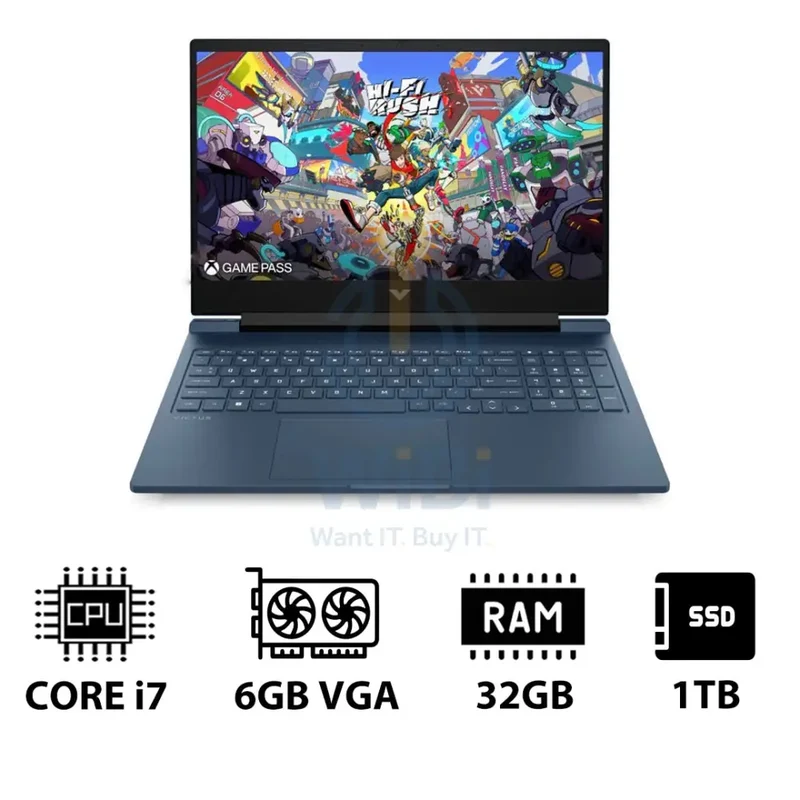 HP Victus - 16.1" FHD / RTX 4050 6GB VGA / i7 / 32GB / 1TB (NVMe M.2 SSD) / Performance Blue