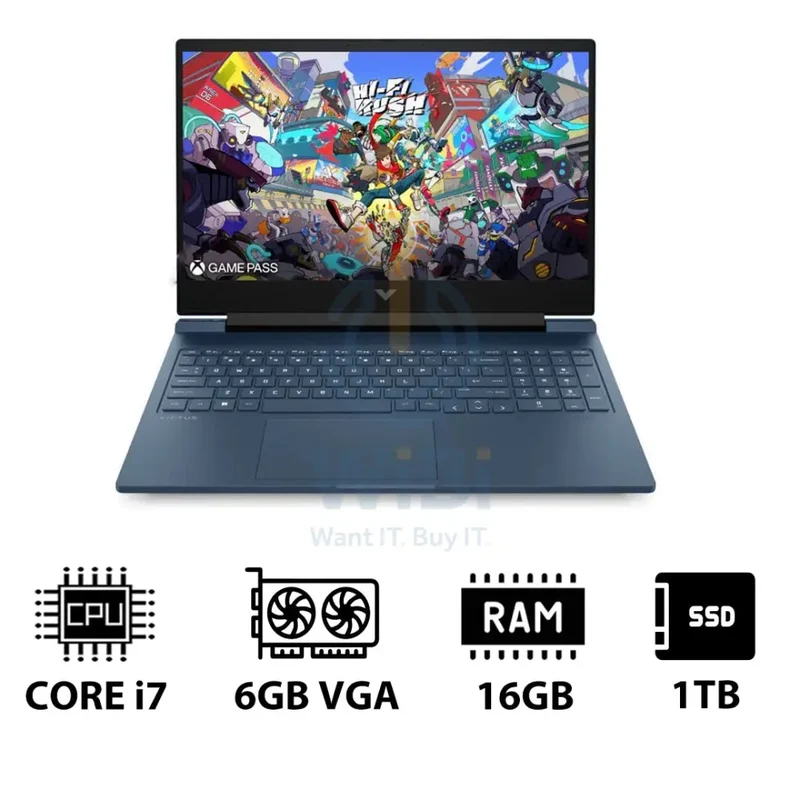 HP Victus - 16.1" FHD / RTX 4050 6GB VGA / i7 / 16GB / 1TB (NVMe M.2 SSD) / Performance Blue