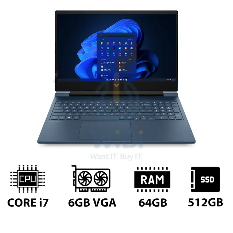HP Victus - 16.1" FHD / RTX 4050 6GB VGA / i7 / 64GB / 512GB (NVMe M.2 SSD) / Performance Blue
