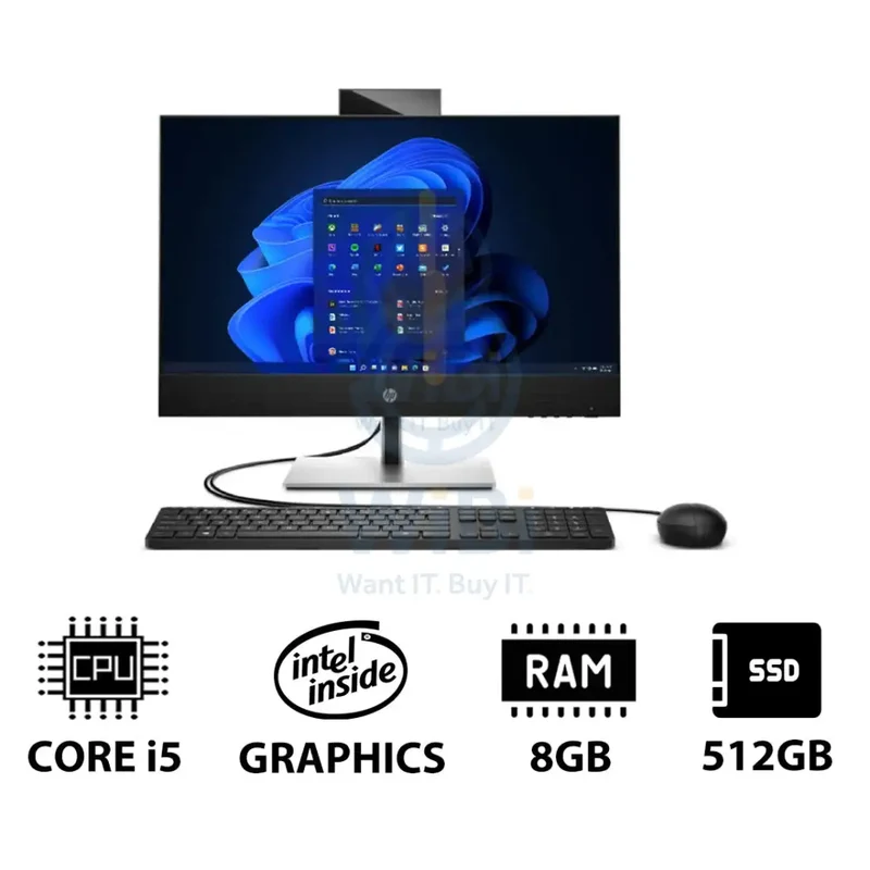 HP ProOne 440 G9 AIO - i5 / 8GB / 512GB (NVMe M.2 SSD) / 23.8" FHD Non-Touch / Win 11 Pro / 1YW - Desktop