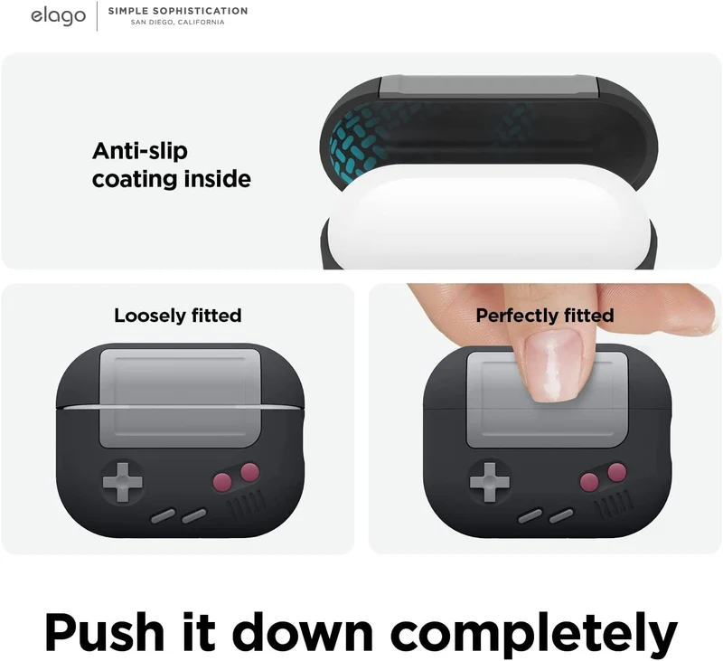 حافظة إيلاجو لسماعات AirPods Pro 2 AW5، مع أحزمة دائرية، باللون الأسود