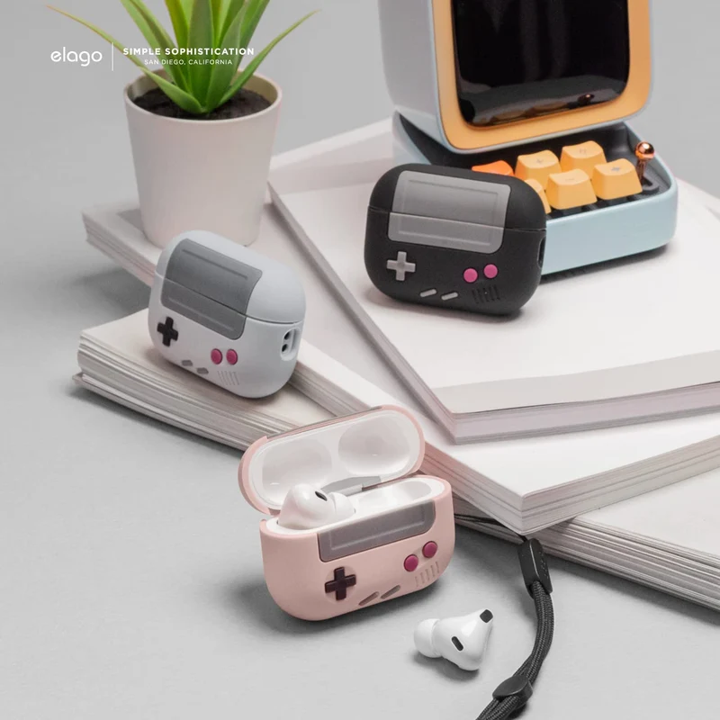 حافظة إيلاجو لسماعات AirPods Pro 2 AW5، مع أحزمة دائرية، باللون الأسود