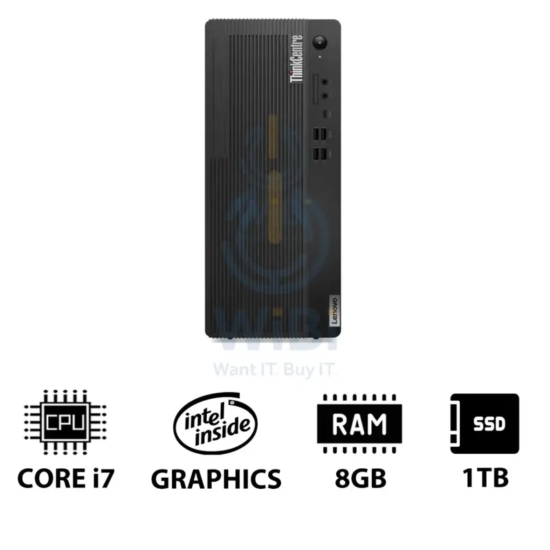 Lenovo ThinkCentre M70t Gen 5 - i7-14700 / 8GB / 1TB (NVMe M.2 SSD) / DOS (Without OS) / 1YW / Eng/Arb - Desktop