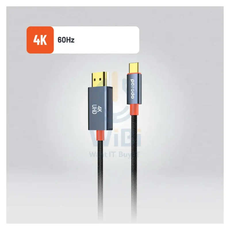 كابل بورودو مجدول من USB-C إلى HDMI - متران / أسود
