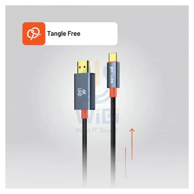 كابل بورودو مجدول من USB-C إلى HDMI - متران / أسود