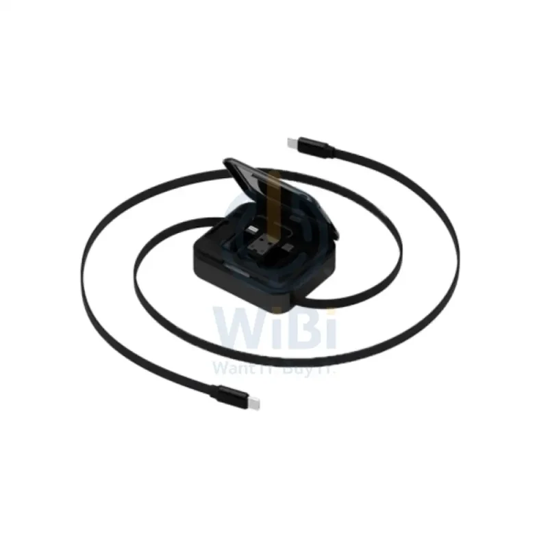 محول بازيك جو تشارج لوب 5 في 1 مع طقم كابل، قدرة 60 واط، طول 1 متر، Micro USB، USB-A، USB-C، لايتنينج، باللون الأسود