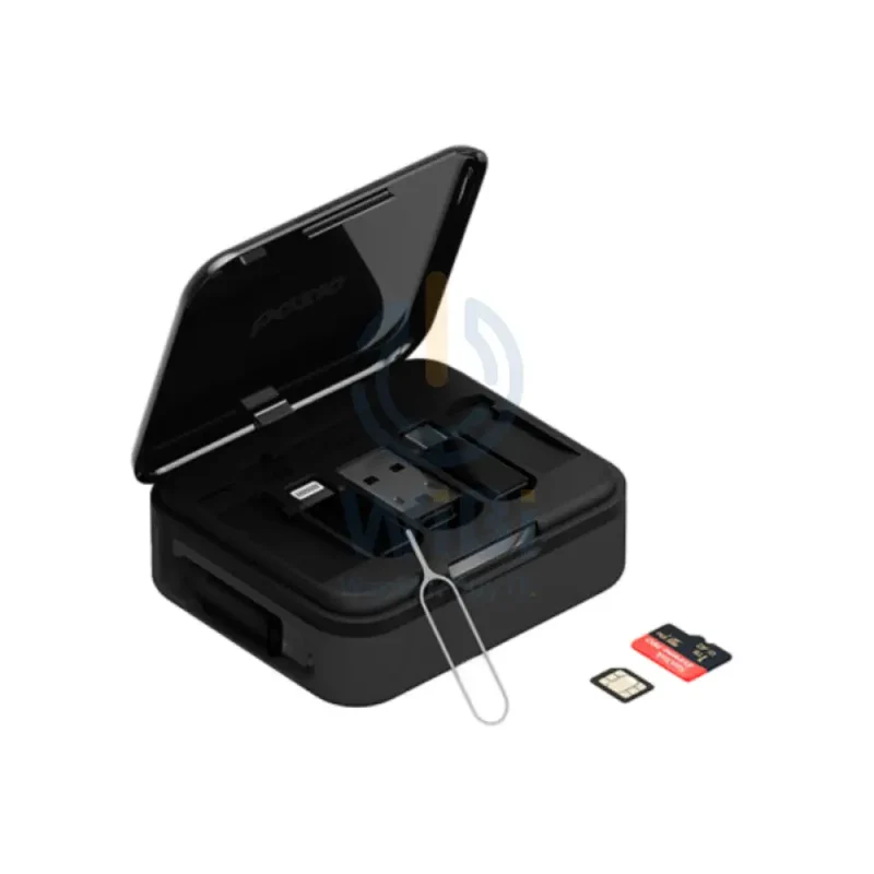 محول بازيك جو تشارج لوب 5 في 1 مع طقم كابل، قدرة 60 واط، طول 1 متر، Micro USB، USB-A، USB-C، لايتنينج، باللون الأسود