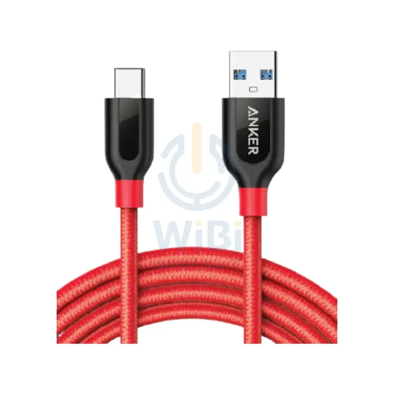Anker PowerLine+ Fast Charging Cable - 0.9 Meter / USB-C / USB-A / Red