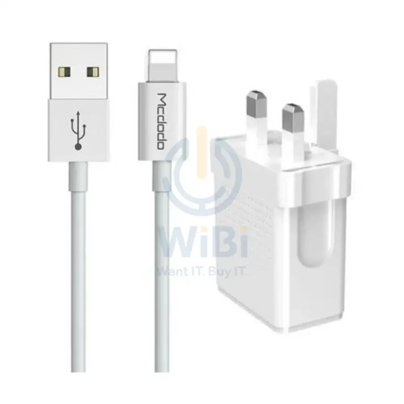 Mcdodo CH5720 Dual USB Travel Charger with Lightning Cable - 2.4A / Lightning / 1 Meter / White