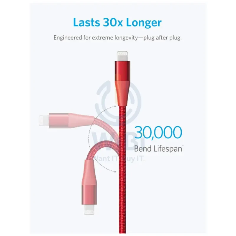Anker C89 Powerline+ II Lightning Cable - 1.8 Meter / Red
