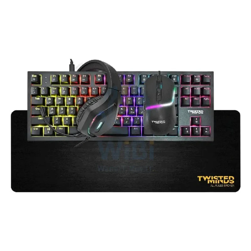 Twisted Minds 4-in-1 Gaming Bundle (Wired Keyboard, Wired Headset, Mouse, Mouse Pad)