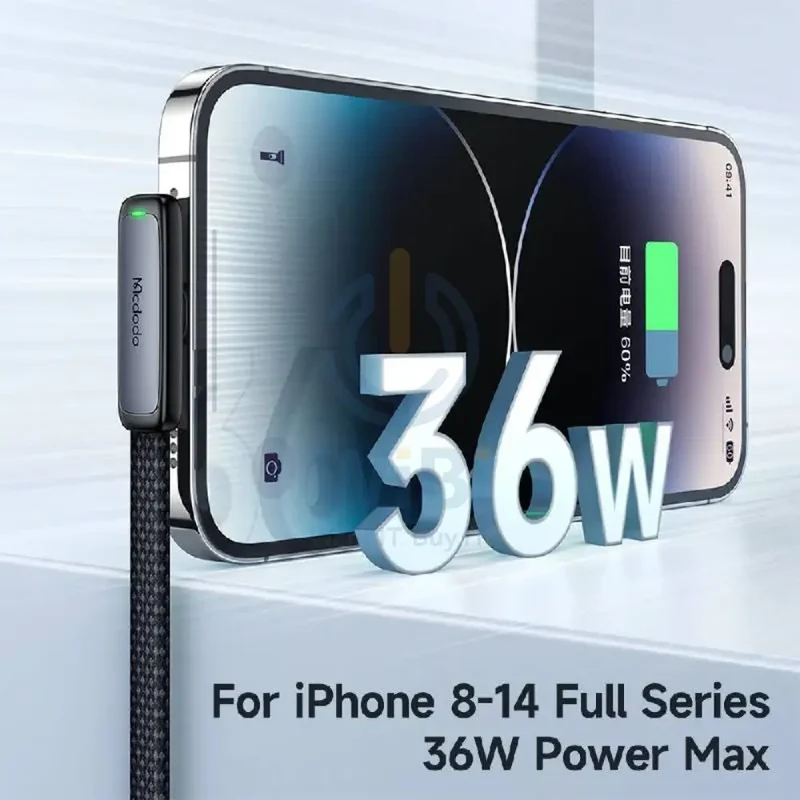 Mcdodo Fast Charging Data Cable - Type-C / Lightning / 36W / 1.2 Meter / Black