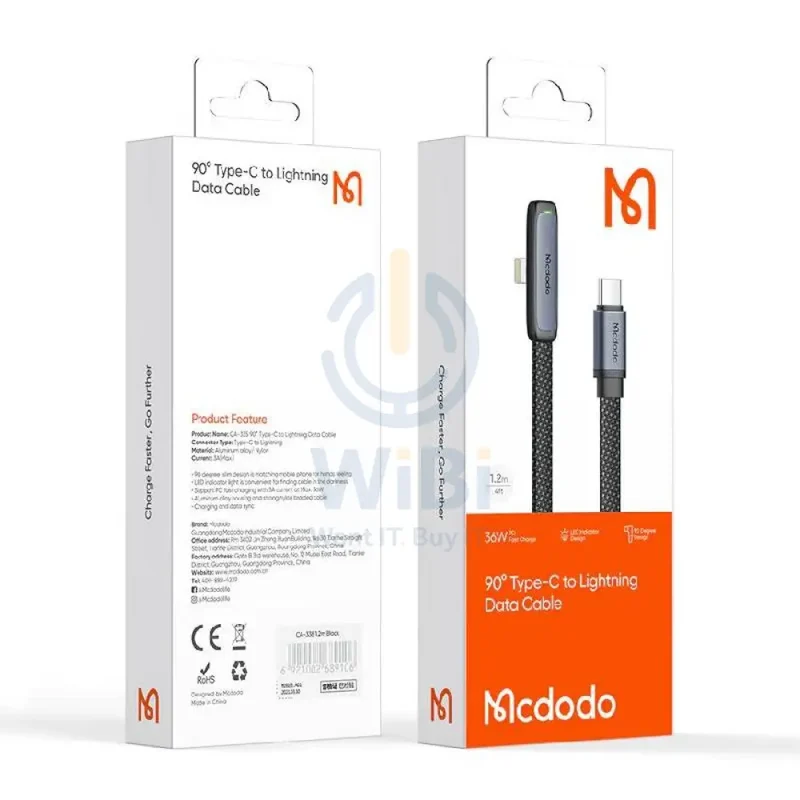 Mcdodo Fast Charging Data Cable - Type-C / Lightning / 36W / 1.2 Meter / Black