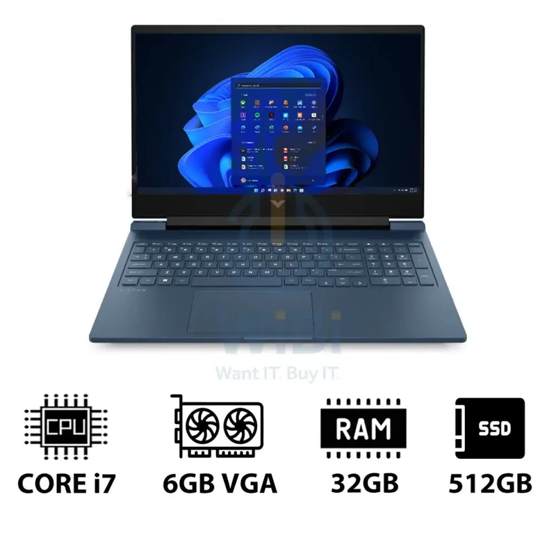 HP Victus - 16.1" FHD / RTX 4050 6GB VGA / i7 / 32GB / 512GB (NVMe M.2 SSD) / Performance Blue