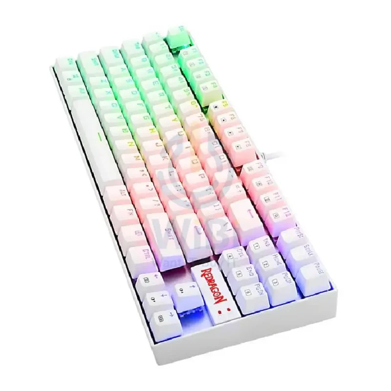 لوحة مفاتيح ألعاب ميكانيكية ريدراجون كومارا K552W-RGB، سلكية، 87 مفتاحًا، باللون الأبيض