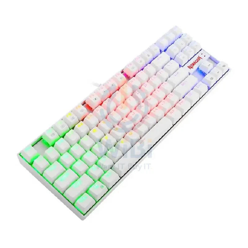 لوحة مفاتيح ألعاب ميكانيكية ريدراجون كومارا K552W-RGB، سلكية، 87 مفتاحًا، باللون الأبيض