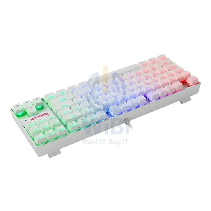 لوحة مفاتيح ألعاب ميكانيكية ريدراجون كومارا K552W-RGB، سلكية، 87 مفتاحًا، باللون الأبيض