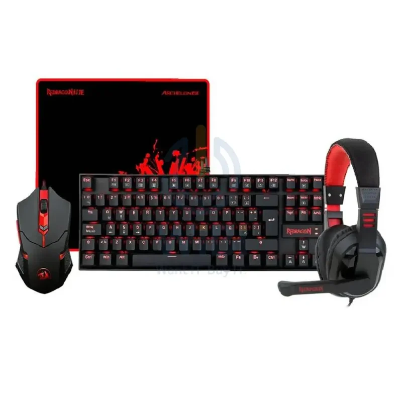Redragon K552-BB 4 in 1 Mechanical Gaming Combo - 3200 DPI / LED Backlit / Black - KeyBoard, Mouse, Headset & Mouse Pad Combo