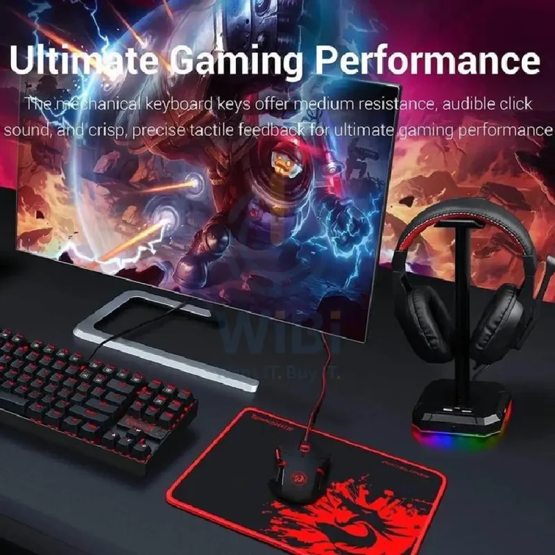 Redragon K552-BB 4 in 1 Mechanical Gaming Combo - 3200 DPI / LED Backlit / Black - KeyBoard, Mouse, Headset & Mouse Pad Combo