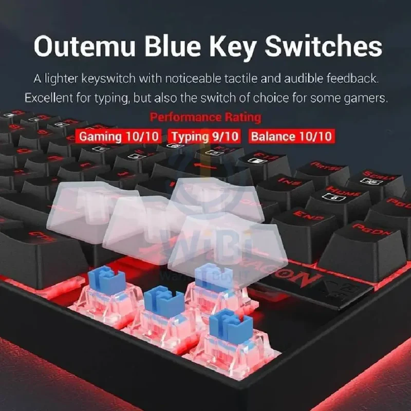 Redragon K552-BB 4 in 1 Mechanical Gaming Combo - 3200 DPI / LED Backlit / Black - KeyBoard, Mouse, Headset & Mouse Pad Combo
