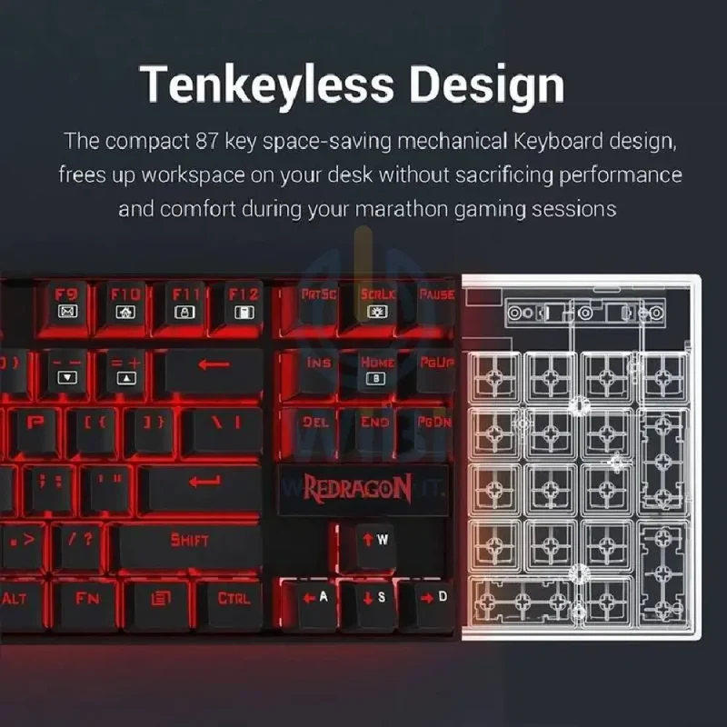 Redragon K552-BB 4 in 1 Mechanical Gaming Combo - 3200 DPI / LED Backlit / Black - KeyBoard, Mouse, Headset & Mouse Pad Combo