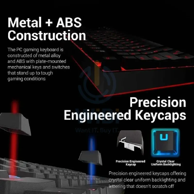 Redragon K552-BB 4 in 1 Mechanical Gaming Combo - 3200 DPI / LED Backlit / Black - KeyBoard, Mouse, Headset & Mouse Pad Combo