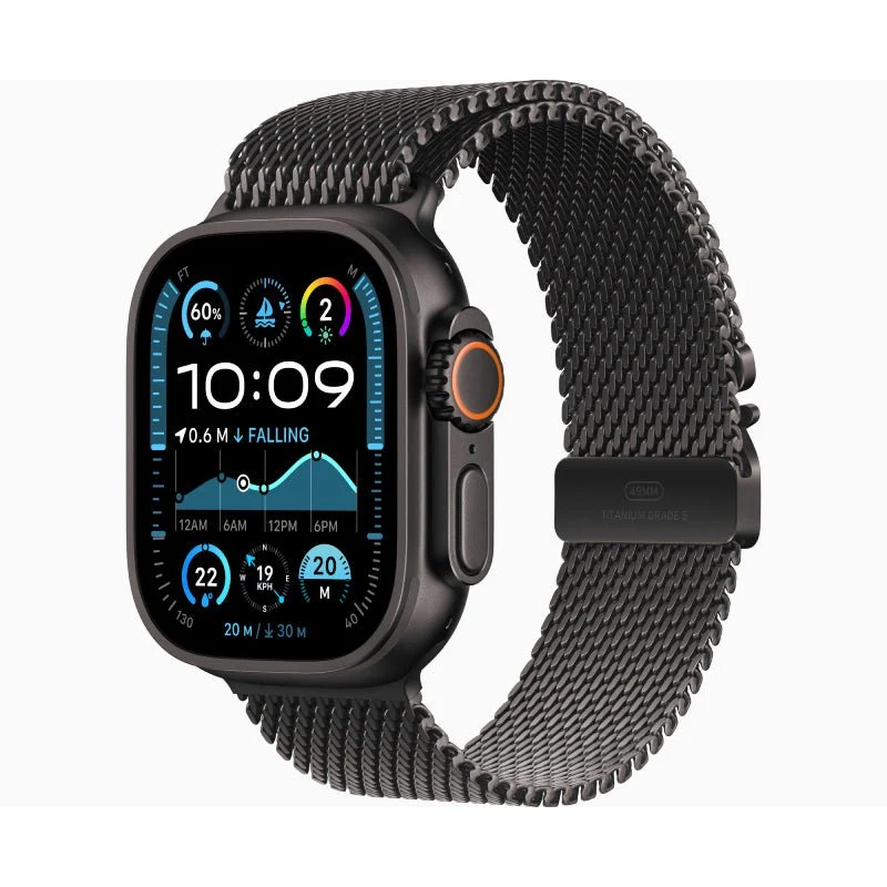 Apple Watch Ultra 2 (2024) - LTPO OLED / 64GB / 49mm / Bluetooth / Wi-Fi / Cellular / Small / Titanium Black Milanese Loop
