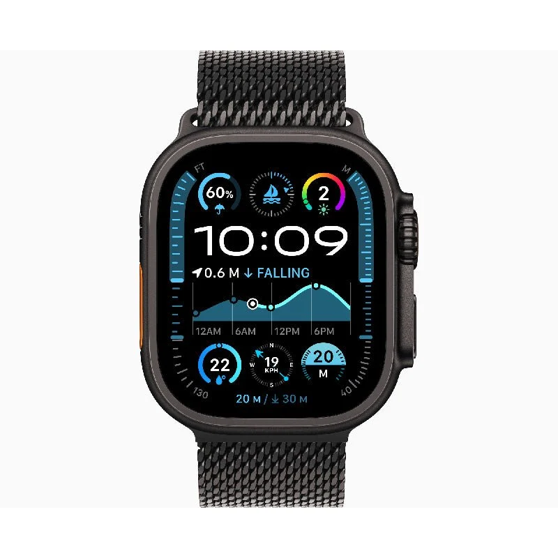 Apple Watch Ultra 2 (2024) - LTPO OLED / 64GB / 49mm / Bluetooth / Wi-Fi / Cellular / Small / Titanium Black Milanese Loop