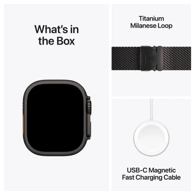 Apple Watch Ultra 2 (2024) - LTPO OLED / 64GB / 49mm / Bluetooth / Wi-Fi / Cellular / Small / Titanium Black Milanese Loop