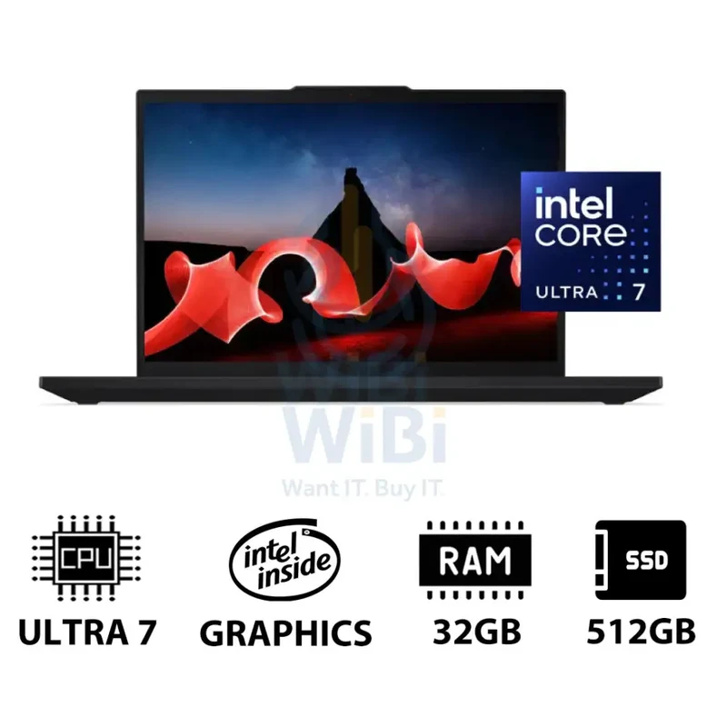 Lenovo ThinkPad T16 Gen 3 - 16.0" WUXGA / Ultra 7 155U / 32GB / 512GB (NVMe M.2 SSD) / Win 11 Pro / 3YW / Arabic/English / Black - Laptop